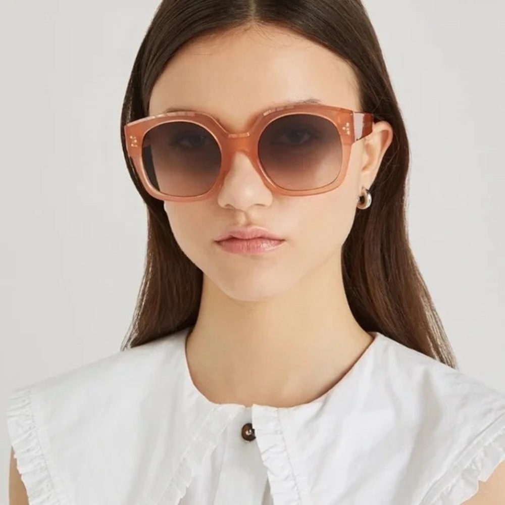 CELINE BLUSH/SMOKE GRADIENT ACETATE ROUND UNISEX SUNGLASSES CL40168I